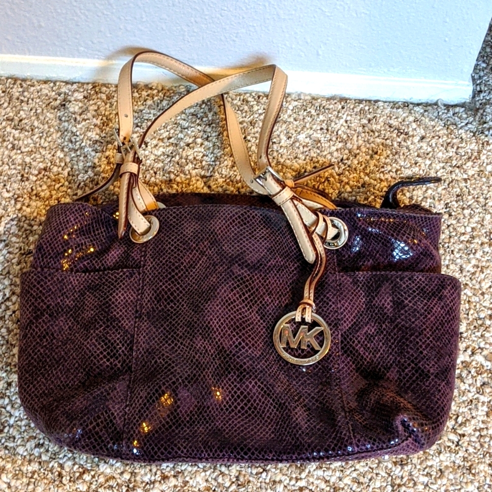 Michael Kors purple snakeskin purse (used,relaxed)